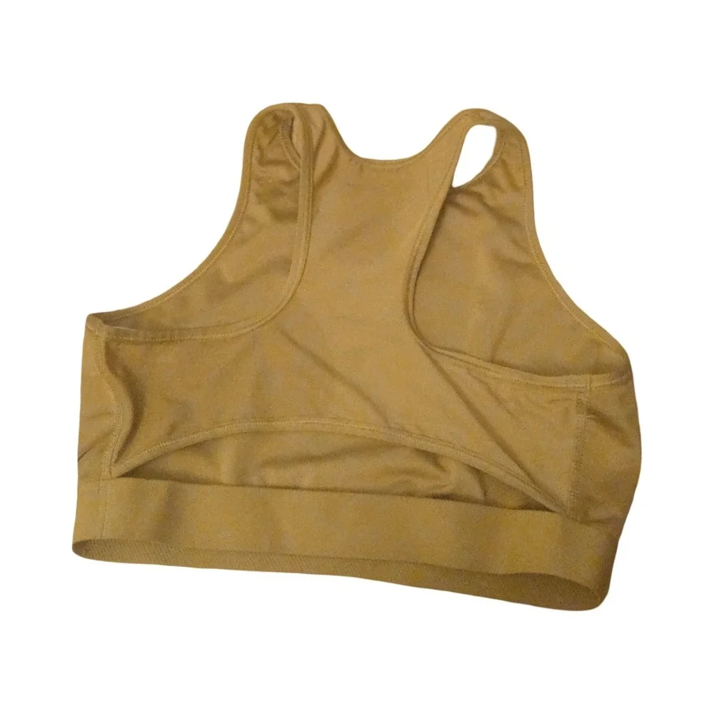 Nike Womens High Neck Racerback Sports‎ Bra Mustard Yellow Gold BV0846-790 Large